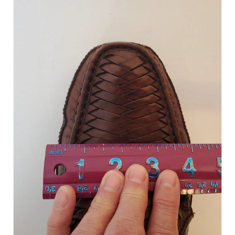 Dockers Mens SZ 12 D Brown Leather Loafers Woven Toebox Brazil 90-7358